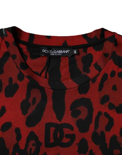 Dolce & Gabbana Red Leopard Cotton Short Sleeves T-shirt In Black And Red