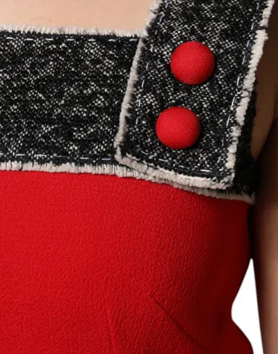 Dolce & Gabbana Red Wool Sleeveless A-line Flared Mini Dress In Black And Red