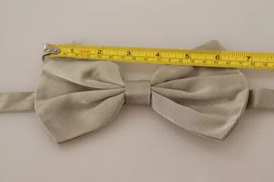 Dolce & Gabbana Silver Gray Silk Adjustable Neck Bow Men's Tie In Gray