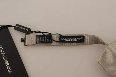 Dolce & Gabbana Silver Gray Silk Adjustable Neck Bow Men's Tie In Gray