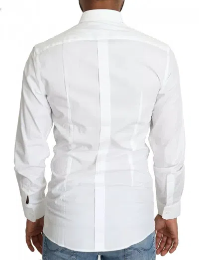 Pre-owned Dolce & Gabbana White Cotton Formal Dress Top Gold Men's Shirt ()