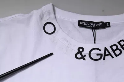 Pre-owned Dolce & Gabbana White Cotton Logo Crew Neck Short Sleeves Men's T-shirt ()