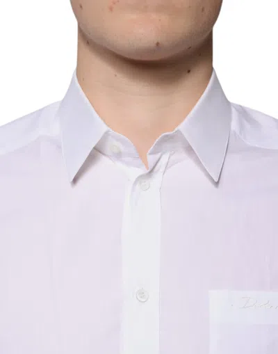 Dolce & Gabbana White Gold Cotton Long Sleeves Men Formal Shirt In White