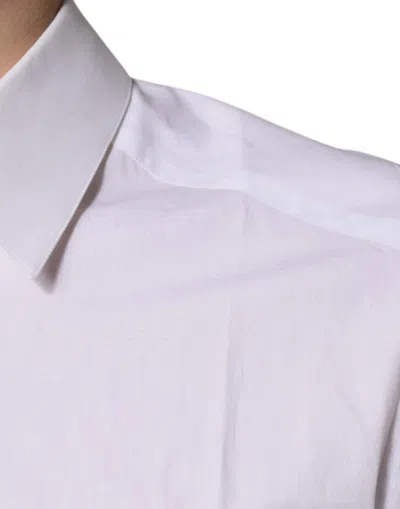 Dolce & Gabbana White Gold Cotton Long Sleeves Men Formal Shirt In White