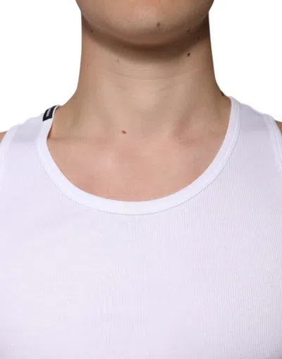 Dolce & Gabbana White Cotton Sleeveless Round Neck Tank T-shirt In White