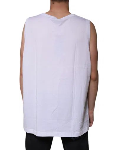 Dolce & Gabbana White Cotton Sleeveless Round Neck Tank T-shirt In White