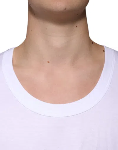 Dolce & Gabbana White Cotton Sleeveless Round Neck Tank T-shirt In White