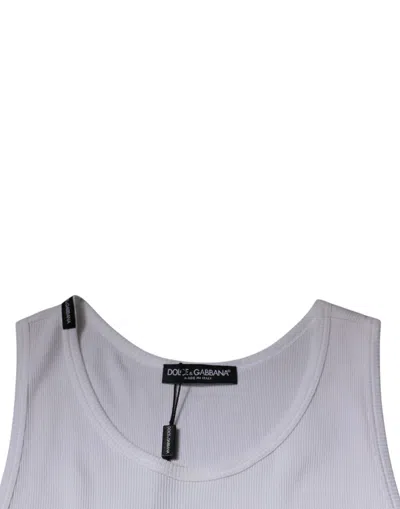 Dolce & Gabbana White Cotton Sleeveless Round Neck Tank T-shirt In White