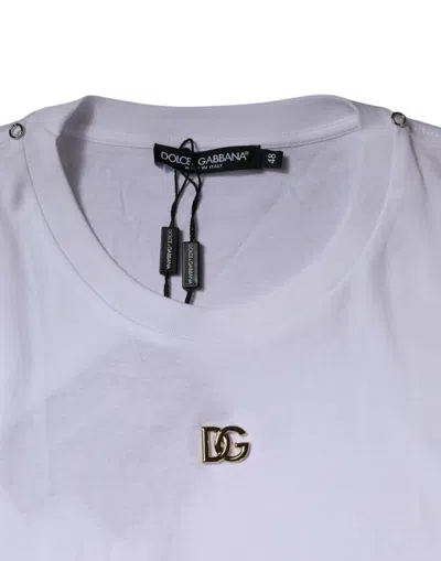 Pre-owned Dolce & Gabbana White Dg Logo Crew Neck Short Sleeve Men's T-shirt ()