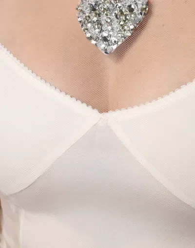 Dolce & Gabbana White Sheer Tulle Bustier Bodycon Midi Dress In White