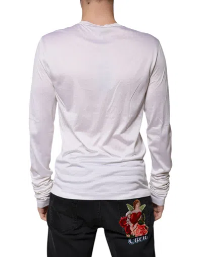 Dolce & Gabbana White Silk Crew Neck Men Pullover Sweater In White