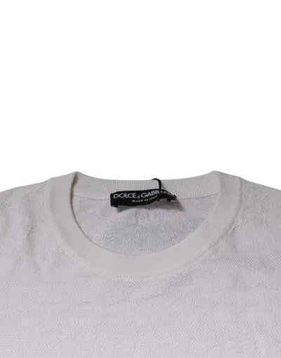 Dolce & Gabbana White Silk Crew Neck Men Pullover Men's Sweater In White
