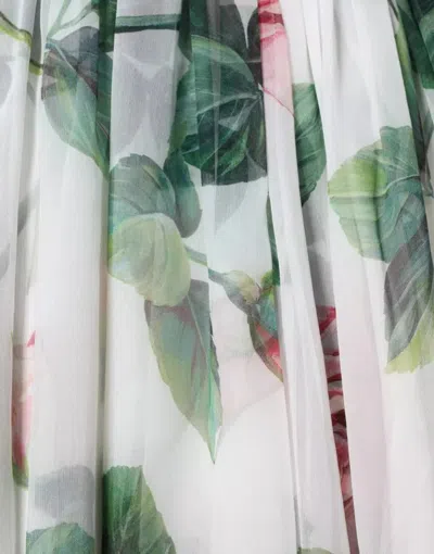 Dolce & Gabbana White Silk Floral Print Long Maxi Dress In White