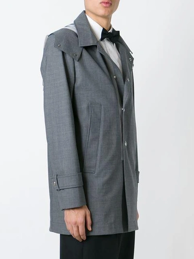 Shop Moncler Hooded Coat In Grey