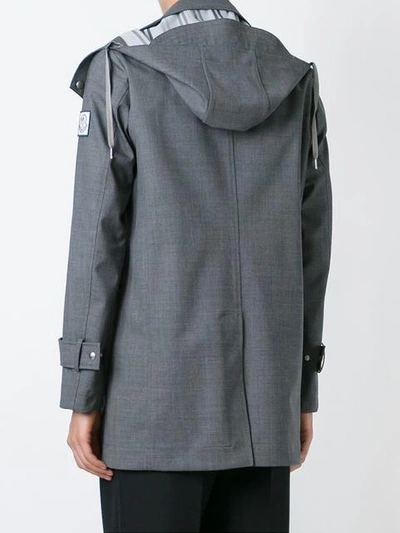Shop Moncler Hooded Coat In Grey