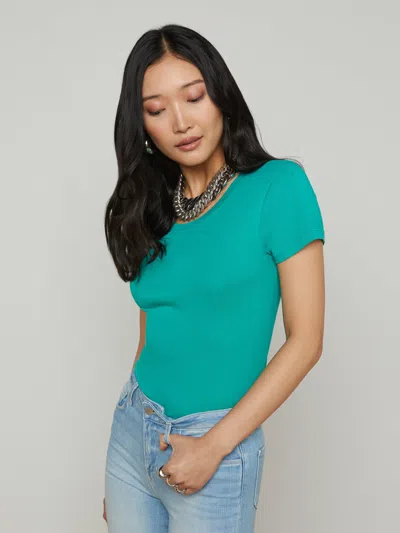 L Agence Cory Cotton Scoopneck Tee In Bright Jade