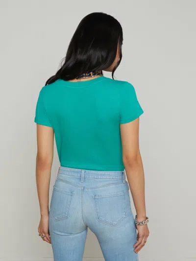L Agence Cory Cotton Scoopneck Tee In Bright Jade