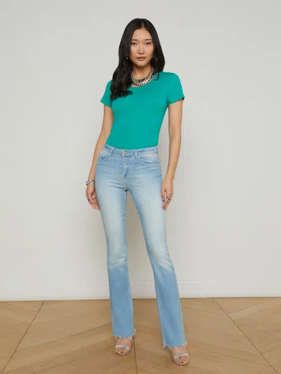 L Agence Cory Cotton Scoopneck Tee In Bright Jade
