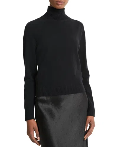 Shop Vince Raglan Turtleneck Wool & Cashmere-blend Sweater In Black