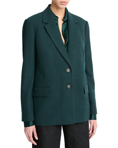 Vince Brushed Flannel Wool-blend Blazer In Green