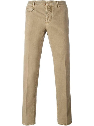 Shop Incotex Slim Fit Trousers In Neutrals