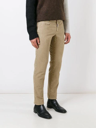 Shop Incotex Slim Fit Trousers In Neutrals