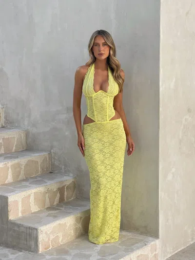 Outcast Vida Maxi Dress Yellow In Gray
