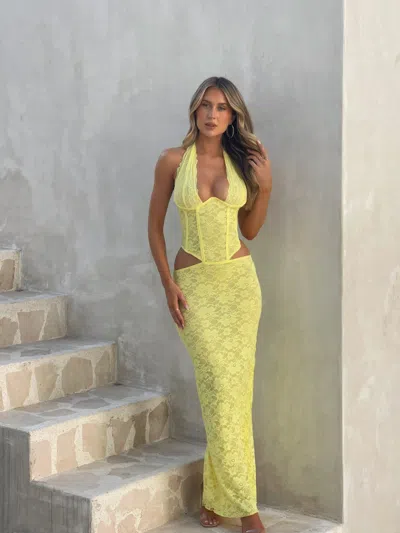 Outcast Vida Maxi Dress Yellow In Gray