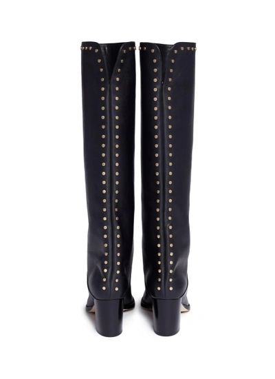 Jimmy Choo Monroe 65 Black Smooth Leather Knee High Boots With