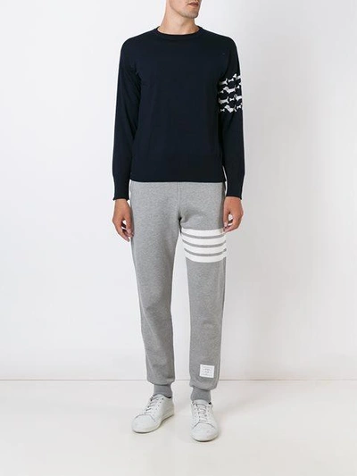Shop Thom Browne Sweatpant With Engineered 4-bar Stripe In Light Grey