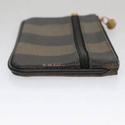Pre-owned Fendi Pequin Brown Canvas Wallet  ()