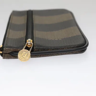Pre-owned Fendi Pequin Brown Canvas Wallet  ()
