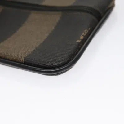 Pre-owned Fendi Pequin Brown Canvas Wallet  ()