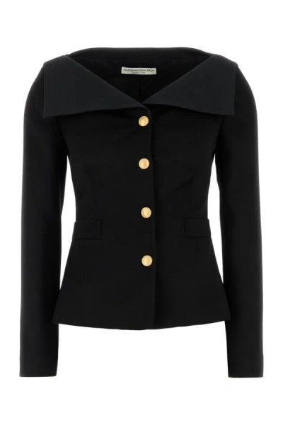 Alessandra Rich Wool Blazer Tailored Gold Buttons In Black