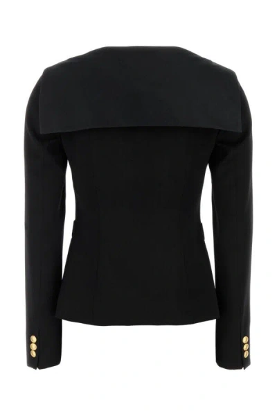Alessandra Rich Wool Blazer Tailored Gold Buttons In Black