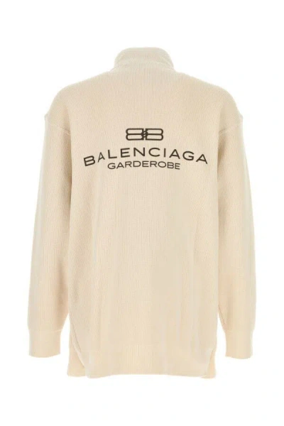 Balenciaga Cotton And Polyester Sweater With Front Pockets In Yellow