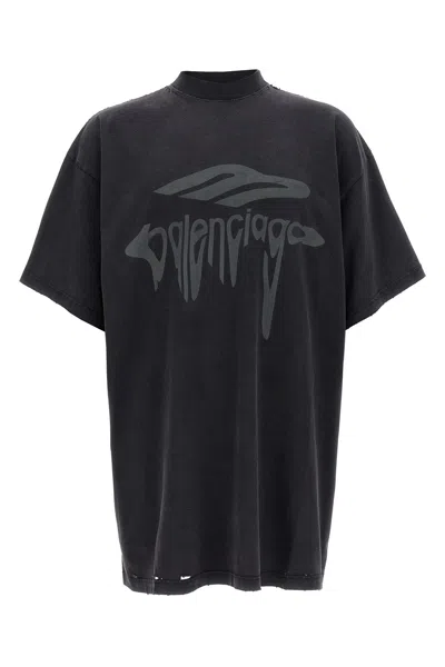 Balenciaga Logo T-shirt In Black