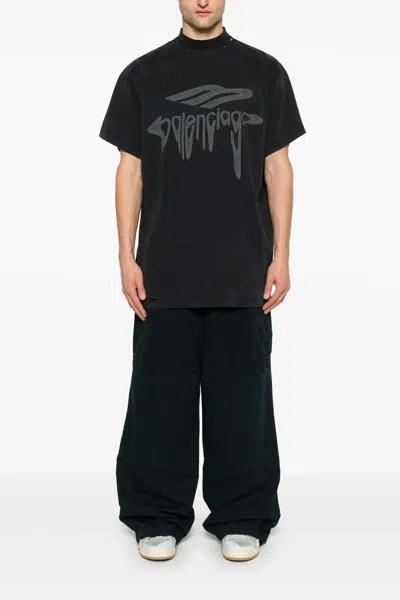 Balenciaga Logo T-shirt In Black