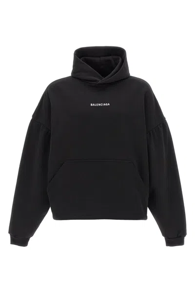 Balenciaga Logo Embellished Cropped Hoodie In Multicolor