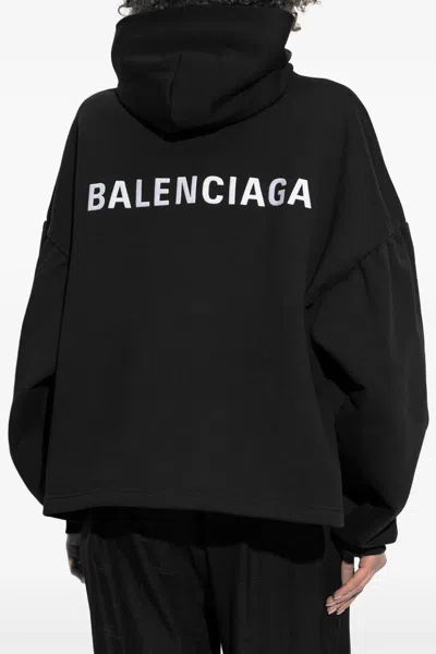 Balenciaga Logo Embellished Cropped Hoodie In Multicolor