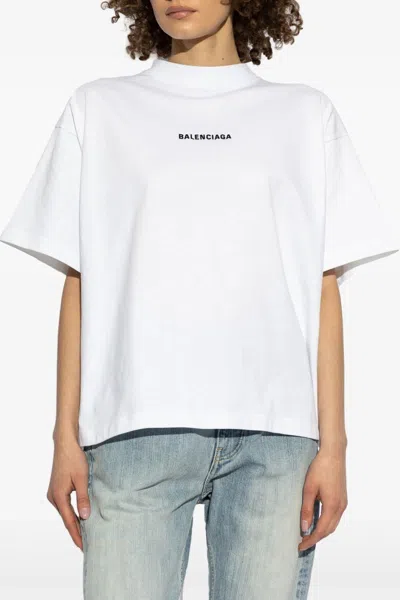 Balenciaga Cropped Logo T-shirt In White