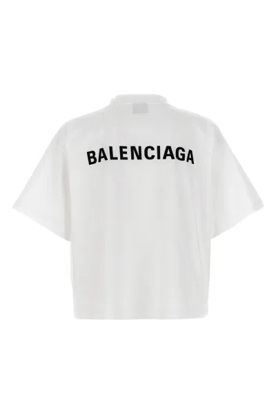 Balenciaga Cropped Logo T-shirt In White