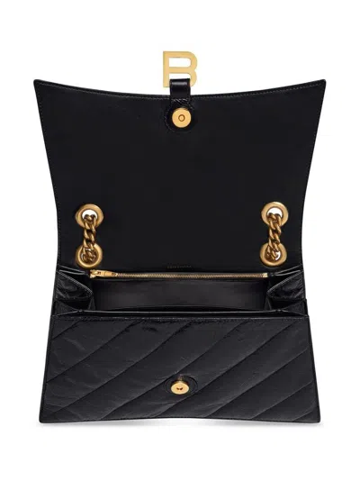 Balenciaga Women Borsa Crush Media Trapuntata Con Catena In Black