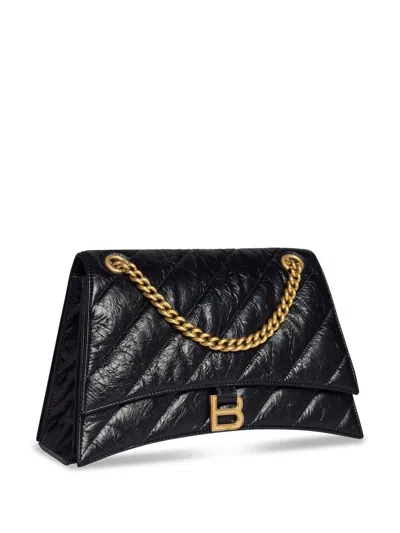 Balenciaga Women Borsa Crush Media Trapuntata Con Catena In Black