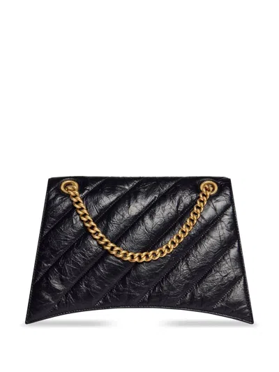 Balenciaga Women Borsa Crush Media Trapuntata Con Catena In Black