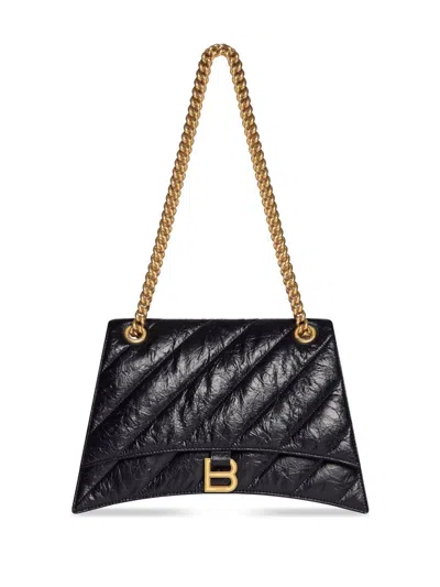 Balenciaga Women Borsa Crush Media Trapuntata Con Catena In Black
