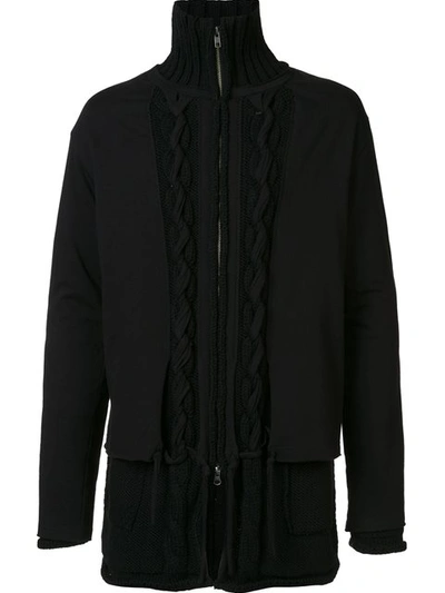 Yohji Yamamoto Layered Zip Cardigan In Black