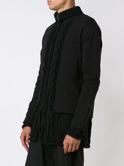 Shop Yohji Yamamoto Layered Zip Cardigan In Black