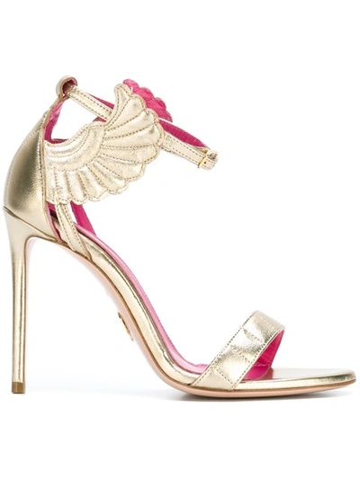 Shop Oscar Tiye 'wing' Stiletto Sandals - Metallic