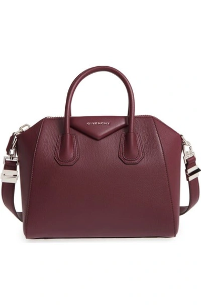 Shop Givenchy 'small Antigona' Leather Satchel In Oxblood Red